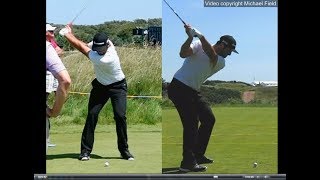 Jon Rahm golf swing  Long Iron faceon amp downtheline July 2017 [upl. by Raffaj]