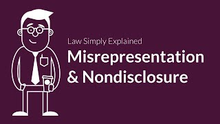 Misrepresentation and Nondisclosure  Contracts  Defenses amp Excuses [upl. by Eedyaj622]