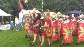 Roman Reenactment at the Amphitheatre in Caerleon Marching In [upl. by Nerland]