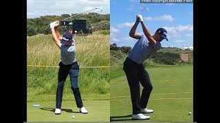 Justin Thomas golf swing  Long Iron faceon amp downtheline July 2017 [upl. by Sacks]