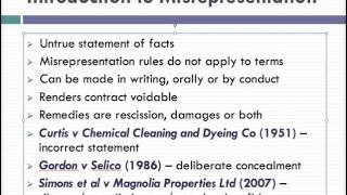 Misrepresentation Lecture 1 of 4 [upl. by Bernhard697]